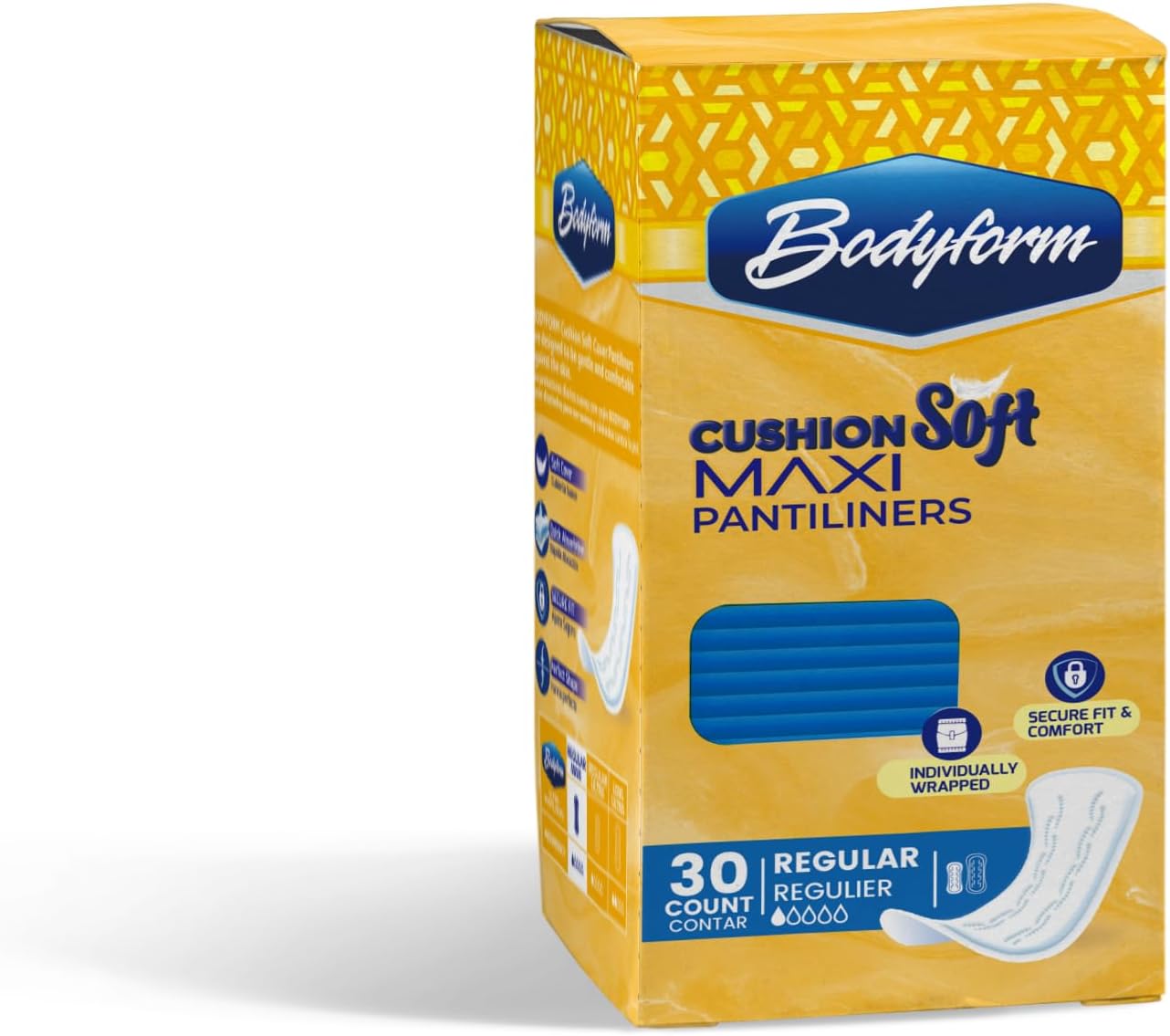 Bodyform Maxi - Value Pantiliner, 720 Counts (24 Packs of 30 Counts) Cushion Soft Always Comfortable and Ultra-Absorbent