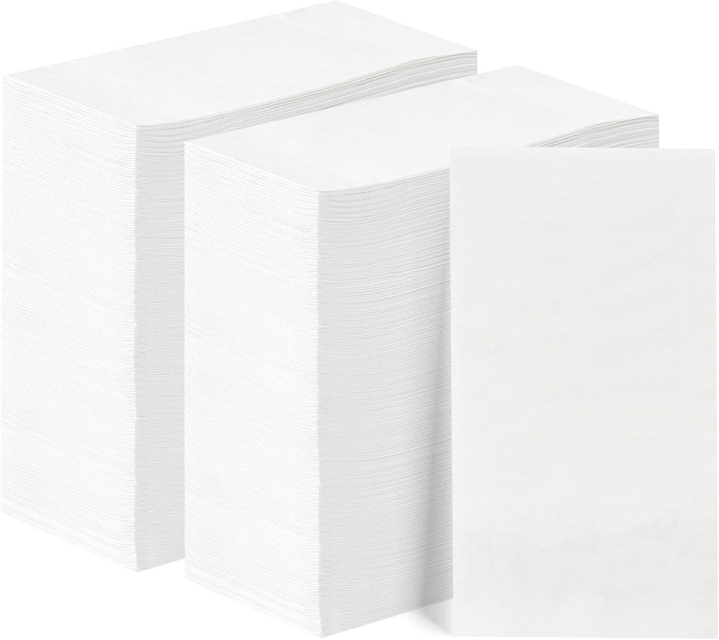 BESTVIP 400 Pack Disposable Paper Napkins, 3-Ply White Dinner Napkins for Guests, Bathroom Paper Hand Towels Soft and Absorbent, Perfect for Christmas, Kitchen, Dinner, Party, Wedding or Event