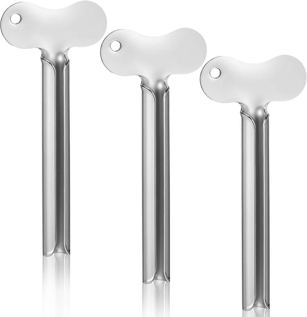 Mabor 3Pcs Toothpaste Tube Squeezer, Stainless Steel Metal Toothpaste Key Squeezer Roller Tube Wringer Dispenser Tools for Paint Cream Cosmetic Hair Dye