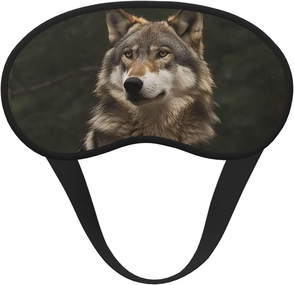 Gray Wolf Sleep Mask for Side Sleeper, Blackout Sleep Eye Mask Comfortable Blindfold Eyeshade Soft Breathable Sleeping Mask with Elastic Strap Silk Eye Covers for Travel