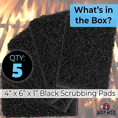 Restaurant-Grade Griddle Cleaning Pads 5 Pack. Use on Metal Grills, Cast Iron Cooktops & Stainless Steel Flat Tops. Quickly Cleans & Scours Baked-On Grease & Carbon. Heavy Duty, 4x6 Grit Scouring Pads