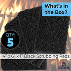 Restaurant-Grade Griddle Cleaning Pads 5 Pack. Use on Metal Grills, Cast Iron Cooktops & Stainless Steel Flat Tops. Quickly Cleans & Scours Baked-On Grease & Carbon. Heavy Duty, 4x6 Grit Scouring Pads