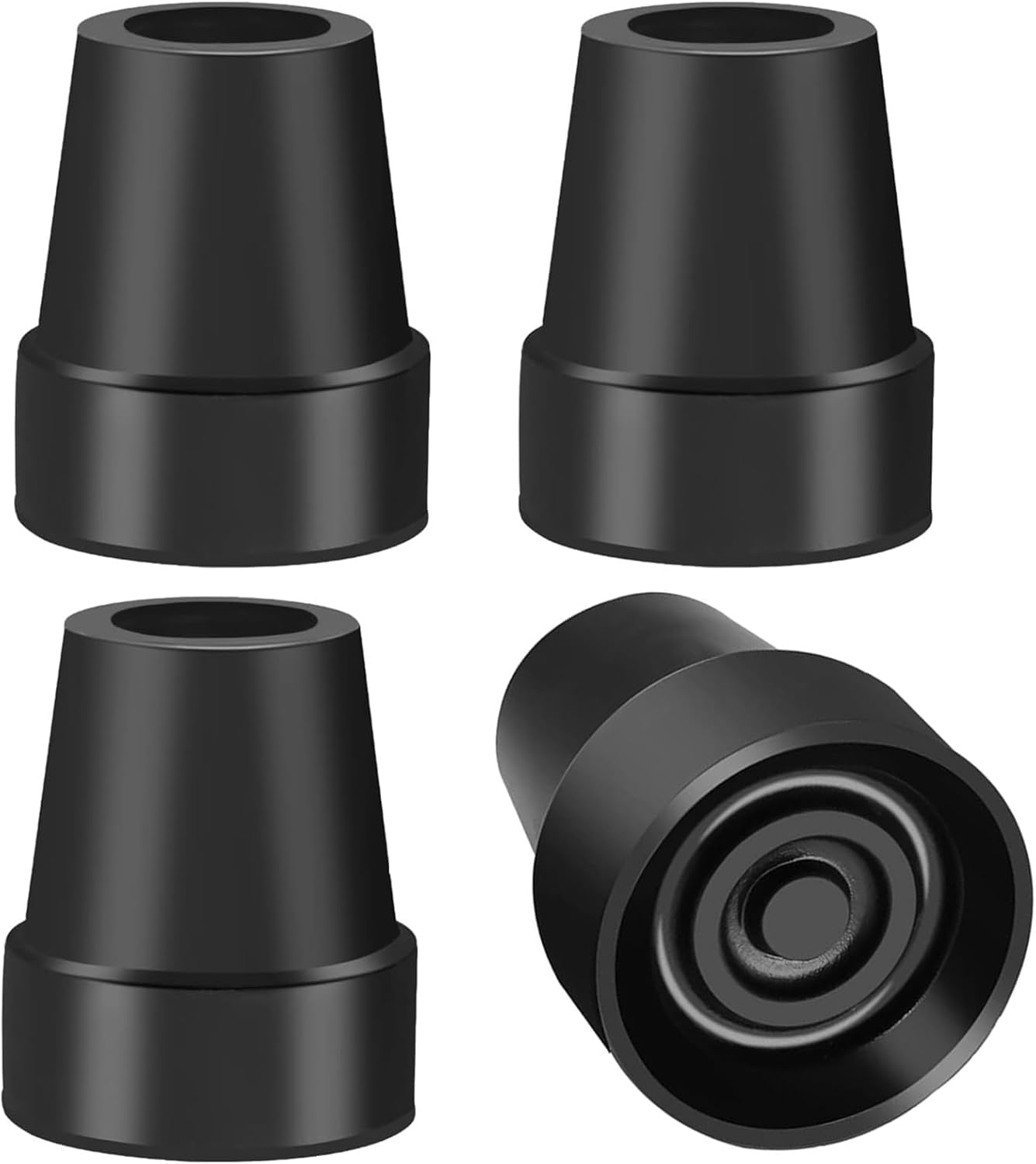 4-Pack Crutch Tips 7/8 Inch Upgrade Heavy Duty Rubber Crutch Accessories Replacement Rubber Cane Tips, Black