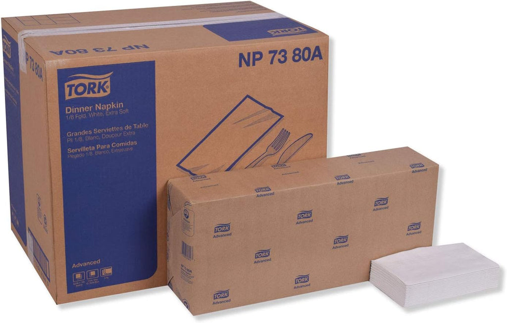 Tork Extra Soft White Dinner Napkin, 1/8 Fold 3-ply, 17" x 16.1", 6 x 290 napkins, NP7380A