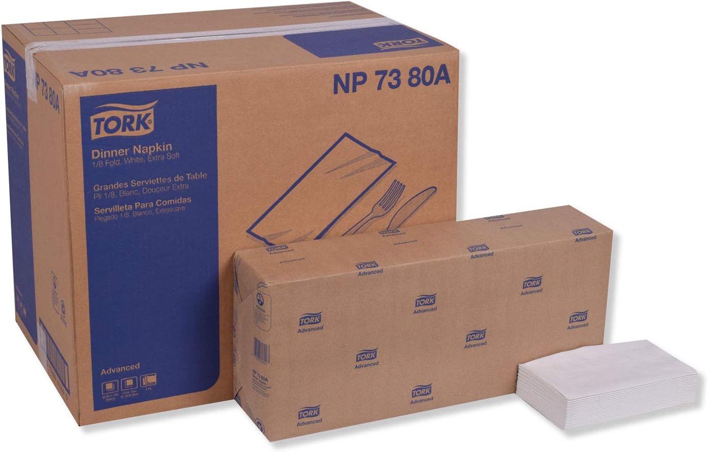 Tork Extra Soft White Dinner Napkin, 1/8 Fold 3-ply, 17" x 16.1", 6 x 290 napkins, NP7380A