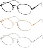 AMOMOMA Oval Round Reading Glasses for Women Cute Stylish Blue Light Blocking Readers Metal AM6210