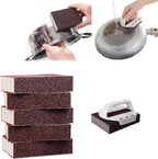 Nano Carborundum Sponge with Handle, 6Pcs Emery Scrubbing Sponge for Pots and Pans, Kitchen Stainless Steel Cleaner, Household Cleaning Tool