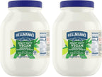 Hellmann's Heavy Duty Vegan Mayonnaise Jar, Creamy Plant Based Mayo, Condiment for Salads and Sandwiches, Egg Free, 1 gallon, 128 oz, Pack of 2