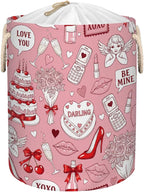 Large Laundry Basket Hamper 58L - Valentine Cake Queen Collapsible Storage Bin for Blankets, Kids Toys, Dirty Clothes, Tall Baby Nursery Hamper for Bedroom, Bathroom Decor, Gift Basket