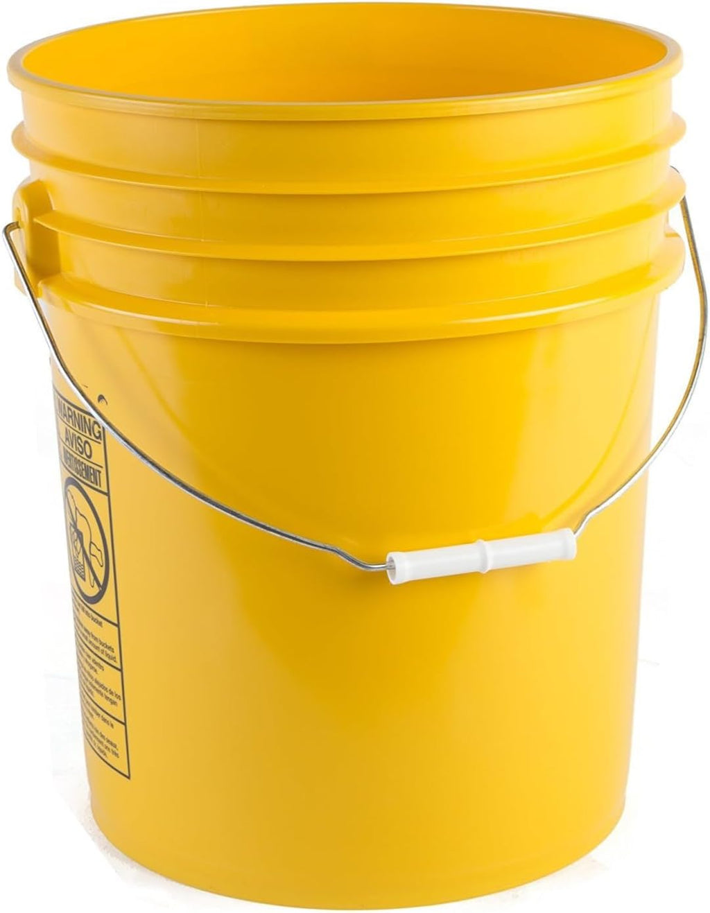 5 Gallon Food Grade Plastic Bucket, Open Head Pail with Handle, 12-3/8 in Diameter x 14-3/4 in Height (Yellow, 1 Pack)