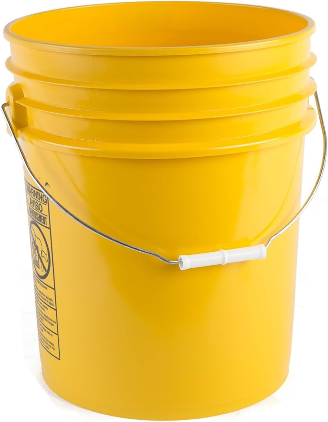 5 Gallon Food Grade Plastic Bucket, Open Head Pail with Handle, 12-3/8 in Diameter x 14-3/4 in Height (Yellow, 1 Pack)