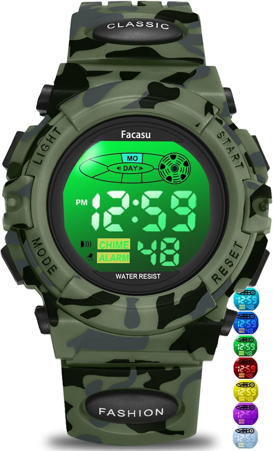 Kids Watch Digital for Boys-Waterproof Kids Sports Watch with Light, Alarm&Snooze,Stopwatch Military Design Silicone Band Gift for Birthdays,Christmas Outdoor Activities(8+ Years)