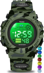 Kids Watch Digital for Boys-Waterproof Kids Sports Watch with Light, Alarm&Snooze,Stopwatch Military Design Silicone Band Gift for Birthdays,Christmas Outdoor Activities(8+ Years)