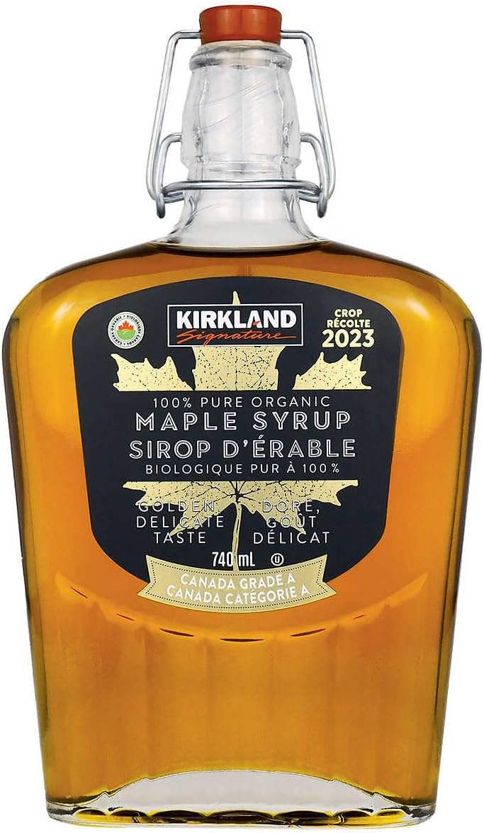 Kirkland Signature 100% Pure Organic Maple Syrup, Canada Grade A, 740mL/26 fl. oz. Bottle (Imported from Canada)
