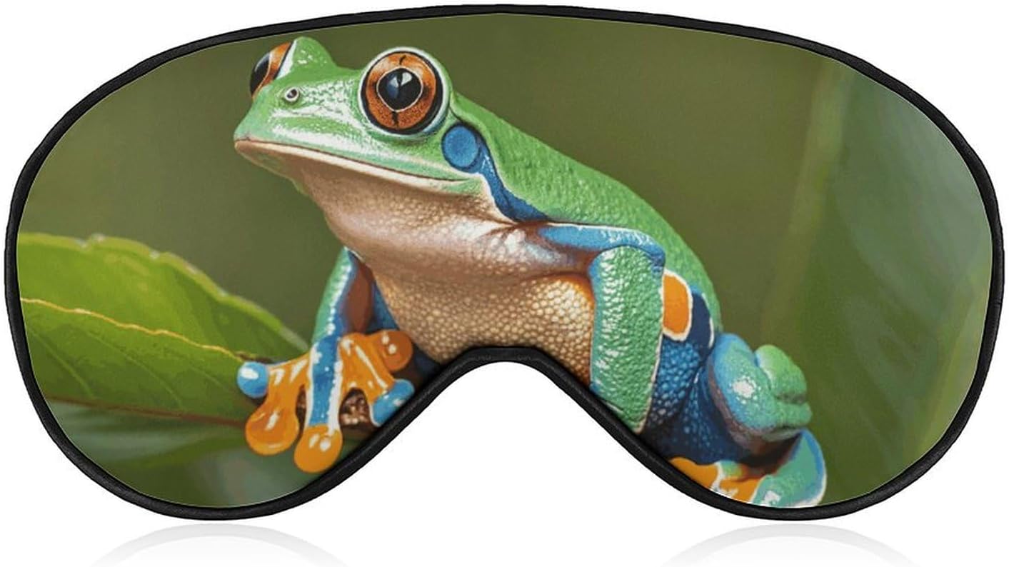 Sleep Mask for Men Women Peace Tree Frogs Eye Cover for Sleeping Breathable Sleep Eye Mask with Adjustable Elastic Strap Light Blocking Eyeshade for Night Sleeping Nap