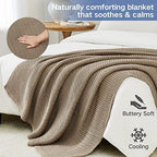 Guohaoi Knitted Weighted Blanket for Adults (Beige 60"x80" 17lbs) No Beads Cooling Throw Blanket for Hot Sleepers, Home Decor Breathable Chunky Knit Heavy Blanket Use on Queen/King Size Bed