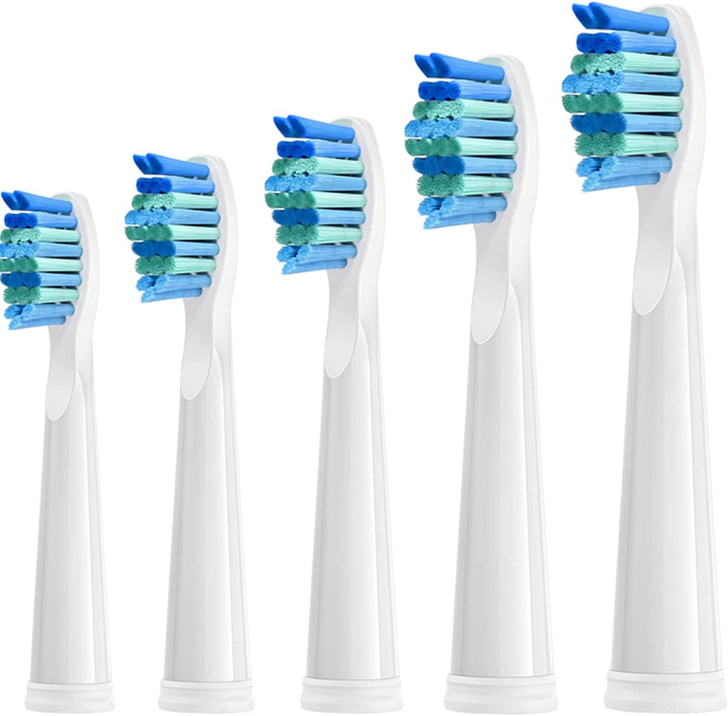 YUNCHI Medium Soft Replacement Toothbrushes Heads Compatible with Fairywill Toothbrushes FW-D1/D3/D7/D8/507/508/917/959/515/551/2011, 5 Pack, White