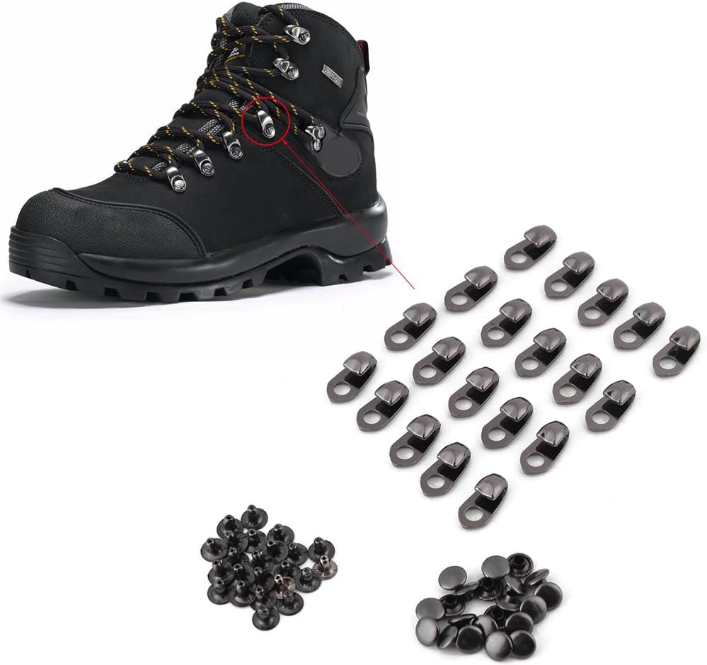 Boot Hook Eyelets - Speed Hooks with Rivets for Repair/Camp/Hike/Climb Accessories Pack of 20