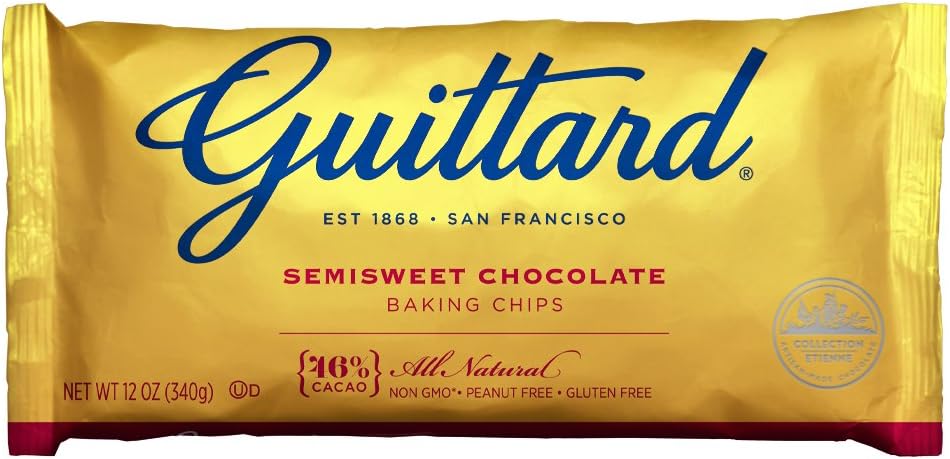 Guittard Chocolate Semi Sweet Baking Chips, Semi Sweet Chocolate, 12 Ounce (Pack of 12)