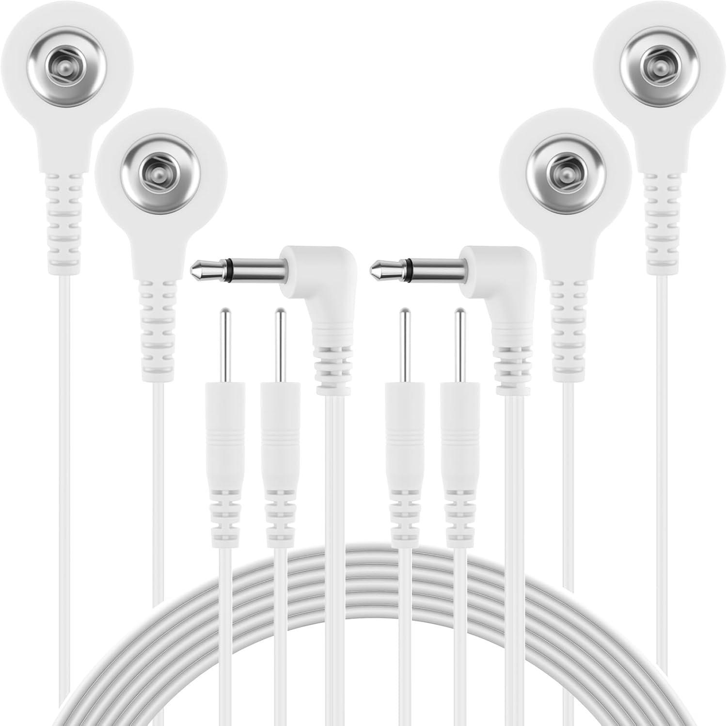 6 Pcs TENS Wires Pin Electrode DC 3.5mm Plug Cables, Electrode Lead Wire Adapters, Featuring Pin & Snap Connections for TENS, EMS, IF Units