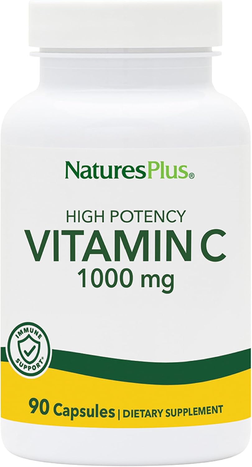 NaturesPlus Vitamin C 1000 mg - 90 Capsules - Supports Immune Health, Energy & Antioxidant Protection - Vegetarian, Gluten Free - 90 Servings