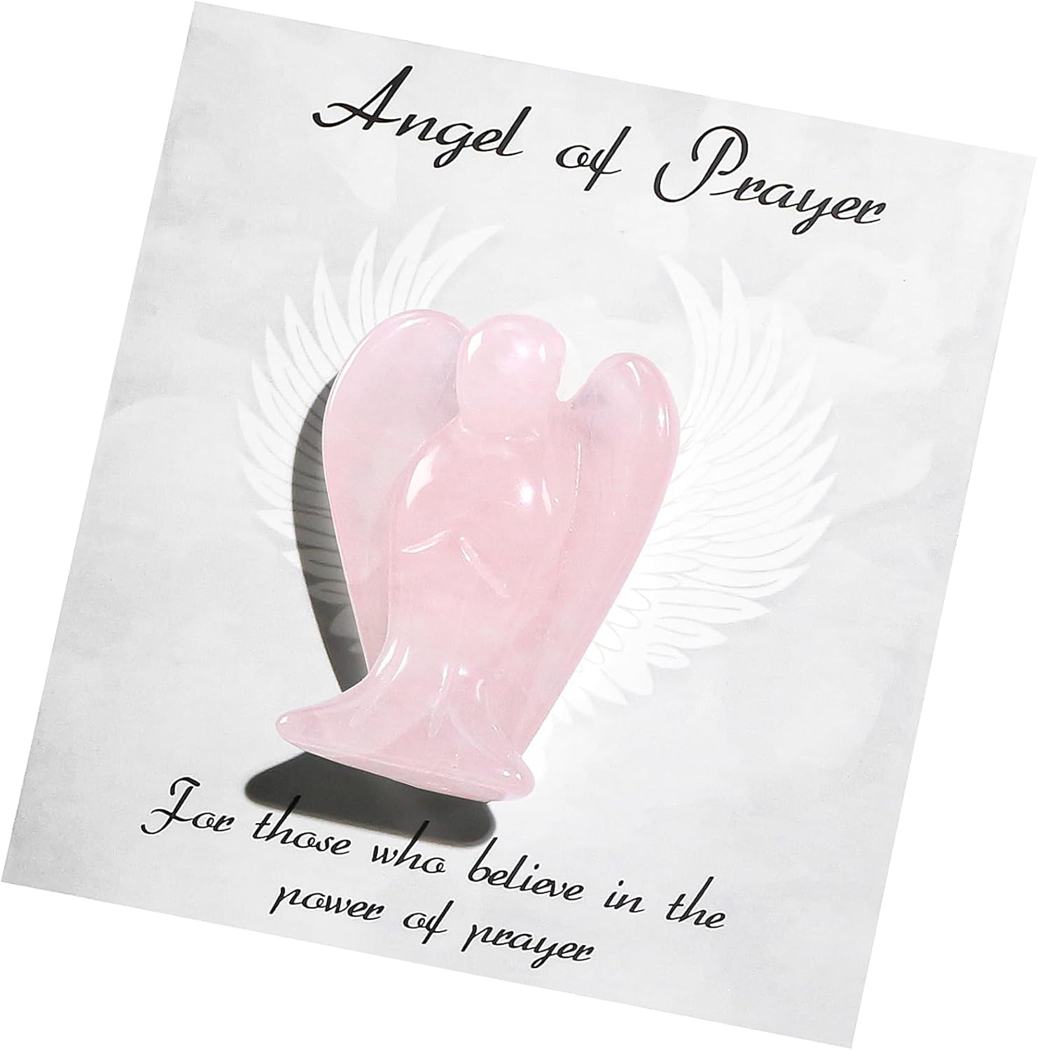 Small Guardian Angel Prayer Figurines Statue, Pink Rose Quartz Crystals and Healing Stones Angels Sympathy for loss of loved one, Grief Gifts for Women, Faith Based Spiritual Gift for Cancer Comfort