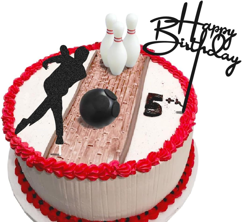 6PCS Bowling Cake Topper - Birthday Decoration with Bowling Players for Themed Party