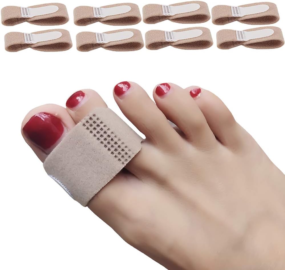 Lengthened Broken Toe Wraps for Your Big Toes, 8 Pcs/Pack Fabric Toe Splint Toe Cushioned Bandages Finger Protectors Straightener Hammer Toe Separators