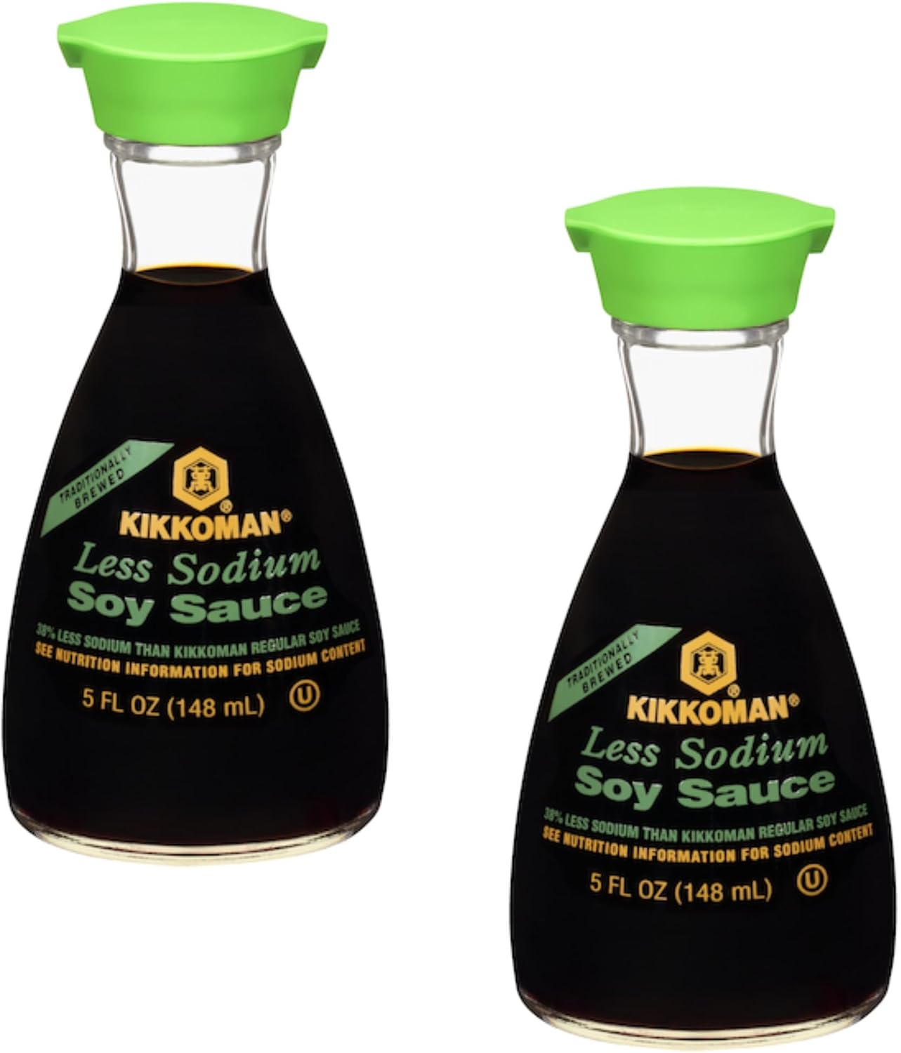 Kikkoman Soy Sauce - Less Sodium Soy Sauce - Dispenser Bottle - Pack of 2 - Use on a Variety of Different Foods - Stock Up Today and Have it Anytime