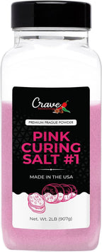 Crave Pink Curing Salt #1 2.0 LB JAR - Prague Powder, Instacure #1- Made in USA, Premium Cure for Sausage, Bacon, Ham, Jerky and Meat Preservation