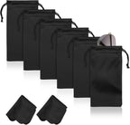 6 Pcs Microfiber Glasses Sunglasses Pouch with 2 Cleaning Cloths, Soft Drawstring Storage Bag for Phone, Eyeglass Case