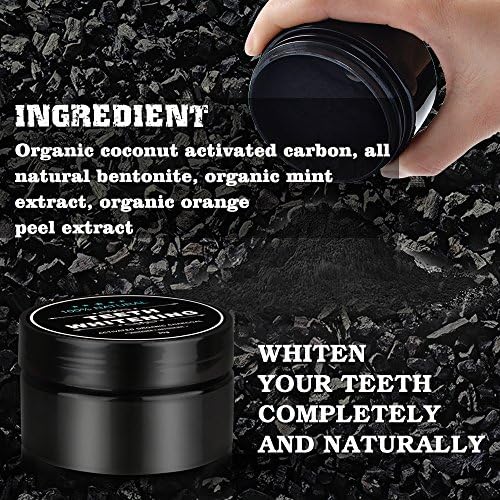 Teeth Whitening Charcoal Powder + Bamboo Brush Oral Care Set, WUBLSYAN Natural Activated Charcoal Teeth Whitener Powder, No Hurt on Enamel or Gum