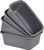 4 Pack 12 Quart Rectangular Dish Pan, Kitchen Washing Up Bowls, Grey