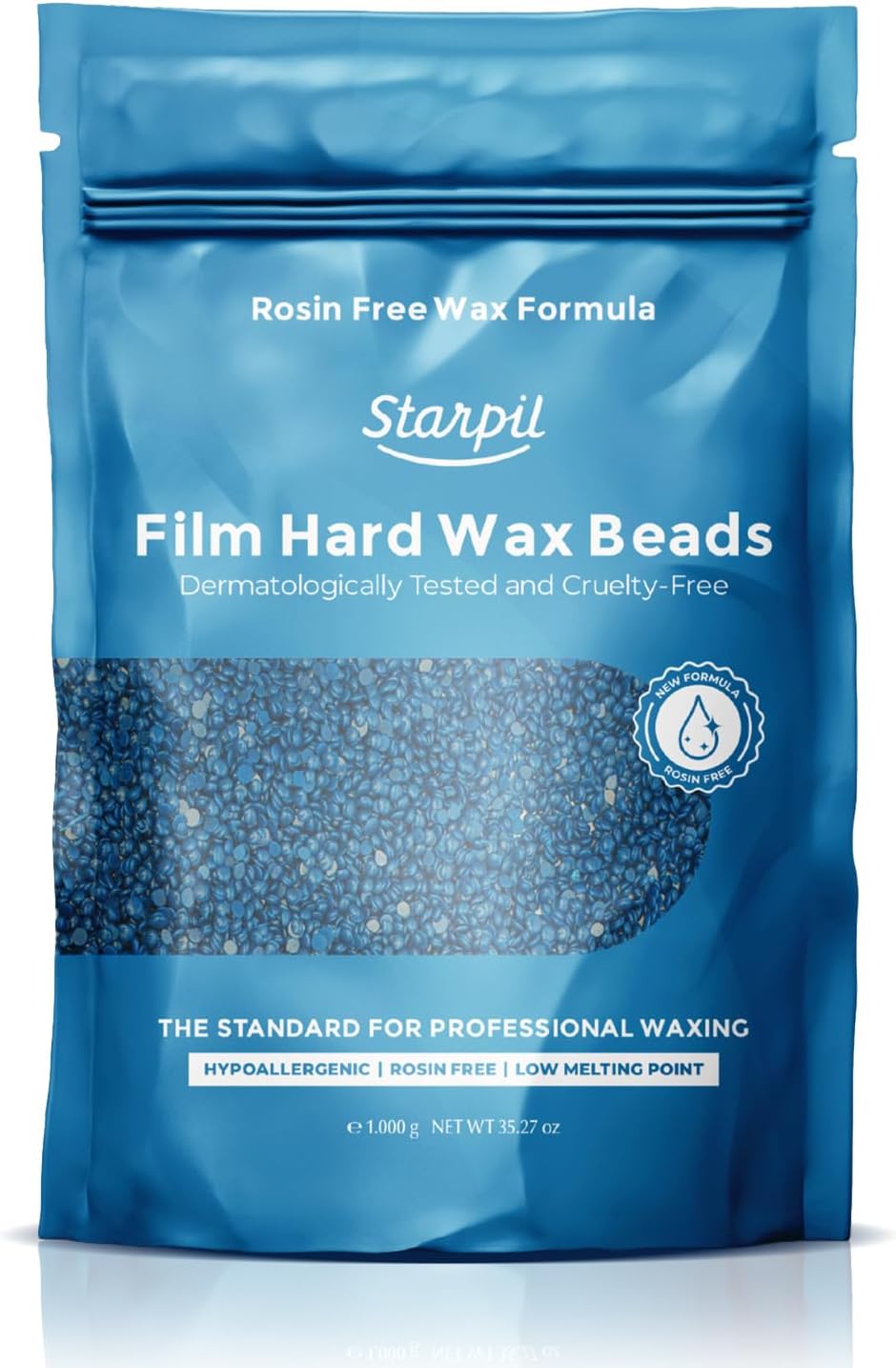 Starpil Wax 1000g / 2.2 lb Blue hypoallergenic Hard Wax Beads for Painless Hair Removal, Stripless Body Wax Beans, Polymer Blend Bikini, Coarse Hair Removal hypoallergenic wax Beads for Sensitive Skin