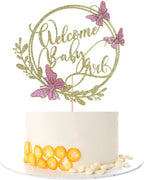 Kaoenla Welcome Baby Girl Cake Topper-Baby Shower Cake Decor for Girls Baby Shower First Birthday Gender Reveals Party(Welcome baby girl 3)