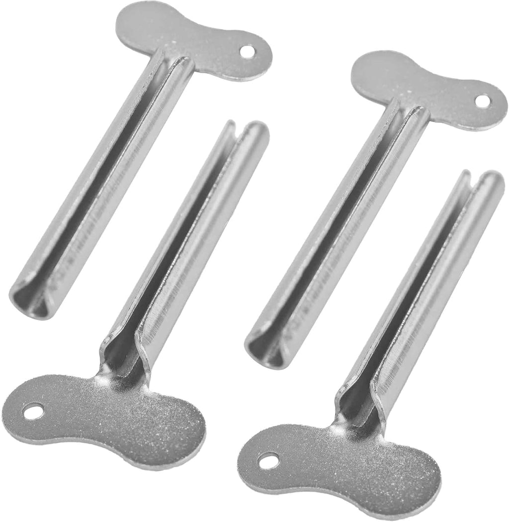 4PCS Silver Stainless Steel Tube Squeezer, Metal Toothpaste Roller Key for Bathroom, Hair Dye, Paint and Cosmetic Tubes