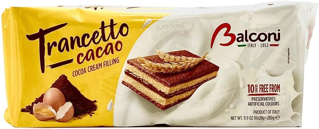 Balconi Trancetto Cacao | Sponge Cake with Cocoa Cream Filling (10 x 1 oz)