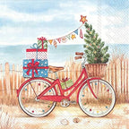 IHR Ideal Home Winter Holiday 3-Ply Paper Napkins, 20-Count, 6.5" x 6.5", Christmas at the Seaside