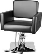 Heavy Duty Hydraulic Salon Chair - Black, Height Adjustable, 360 Swivel, Supports 300LBS - Ideal for Hair Stylists & Barbers