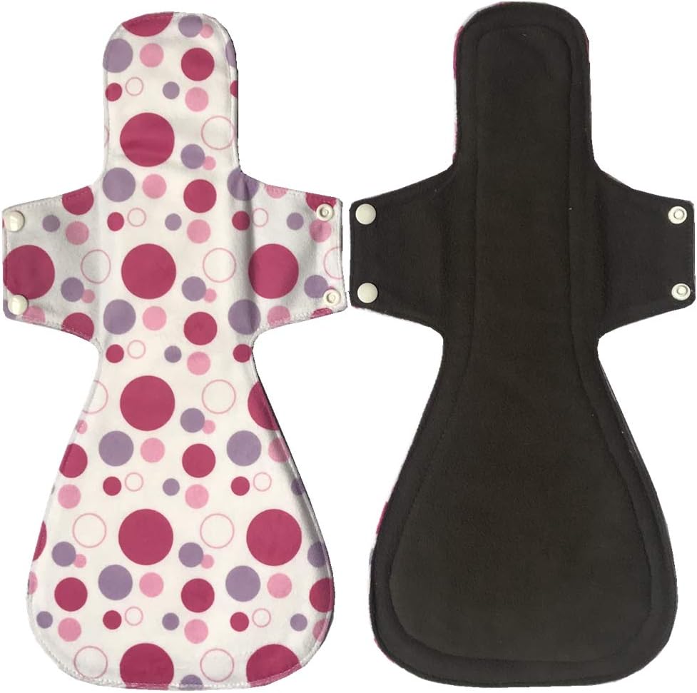 MUMBABY 2 pcs 16 Inch Ultra-deep Sleep Guard Wide Charcoal Bamboo Mama Cloth/Menstrual Pads/Reusable Sanitary Pads (41cm overlength) (Bubbles)