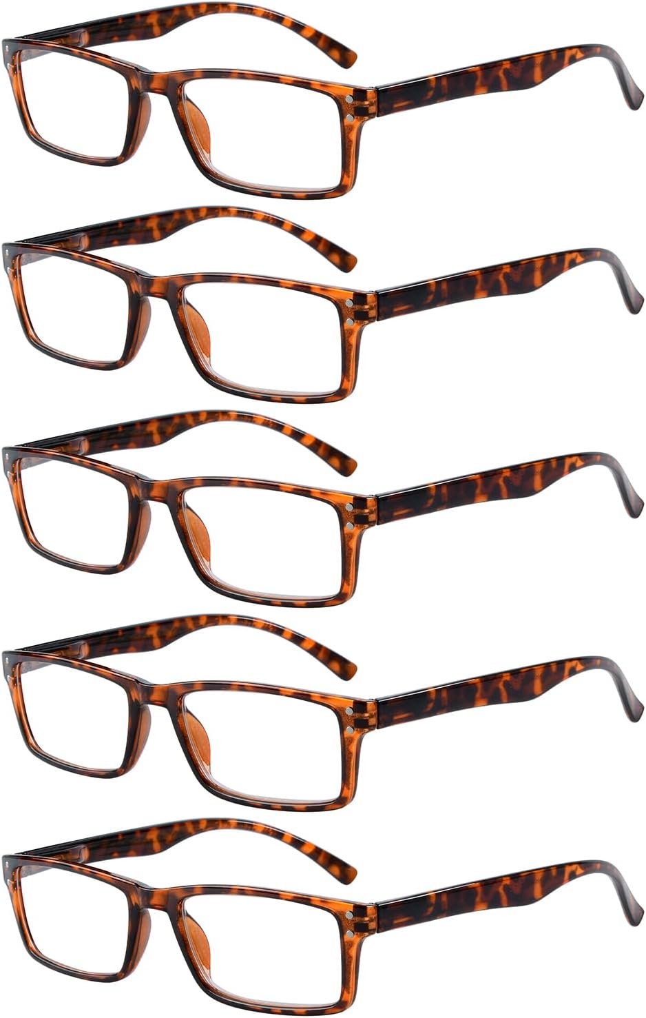 Eyekepper Spring Hinge 5-pack Retro Style Reading Glasses Tortoise