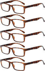 Eyekepper Spring Hinge 5-pack Retro Style Reading Glasses Tortoise