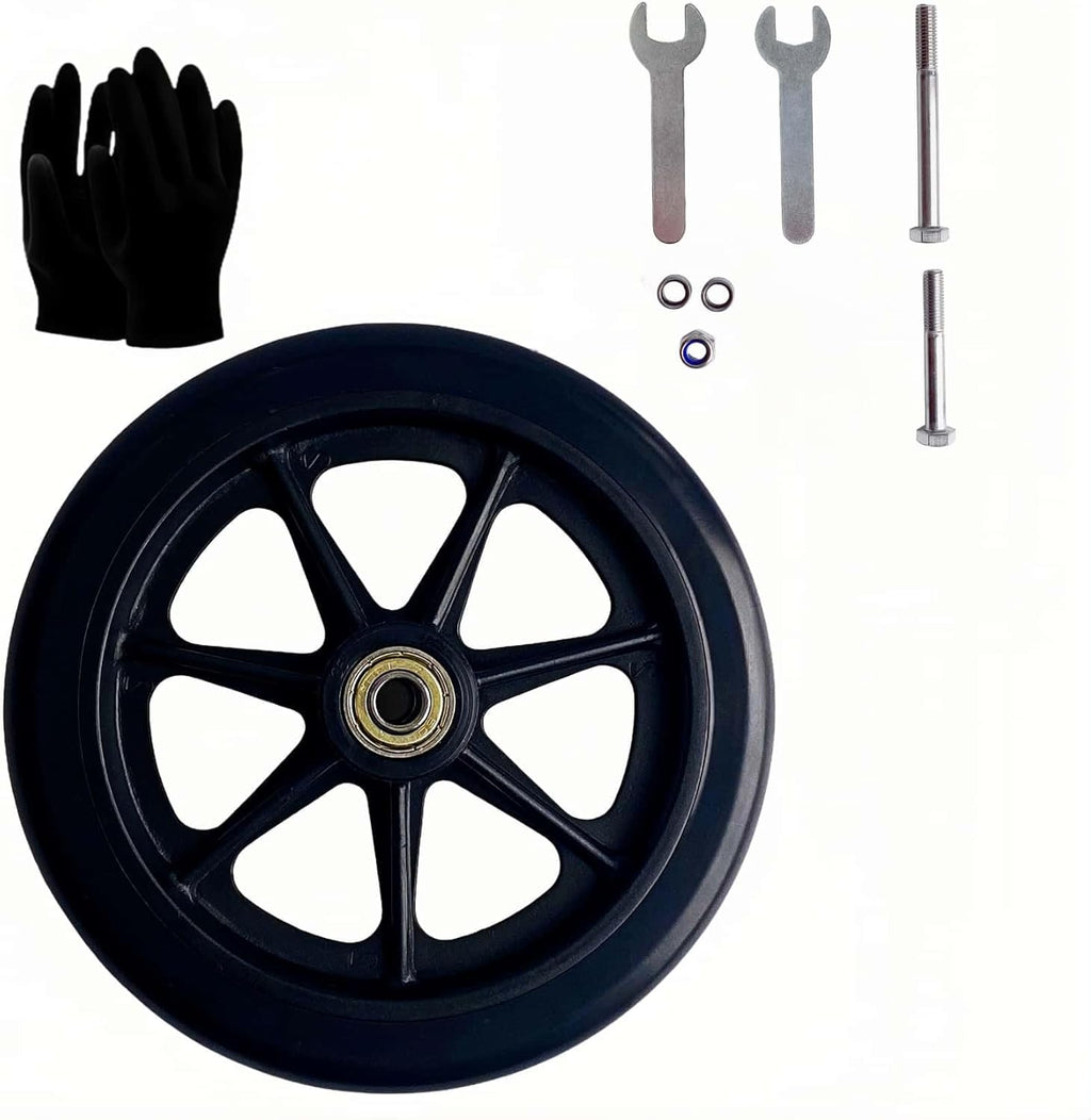 2Pcs 8 Inch Black Wheels for Walker - Universal Hard Rubber Walker Wheels Replacement, Fit Drive Rollator & Wheelchair Wheel, All-Floor Safe Rolling, Essential Walker Accessories