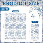 100pcs Blue Floral Napkins Disposable Hand Towels for Bathroom 3 Ply Blue and White Guest Decorative Paper Napkins for Bridal Tea Wedding Birthday Party Supplies Table Decorations