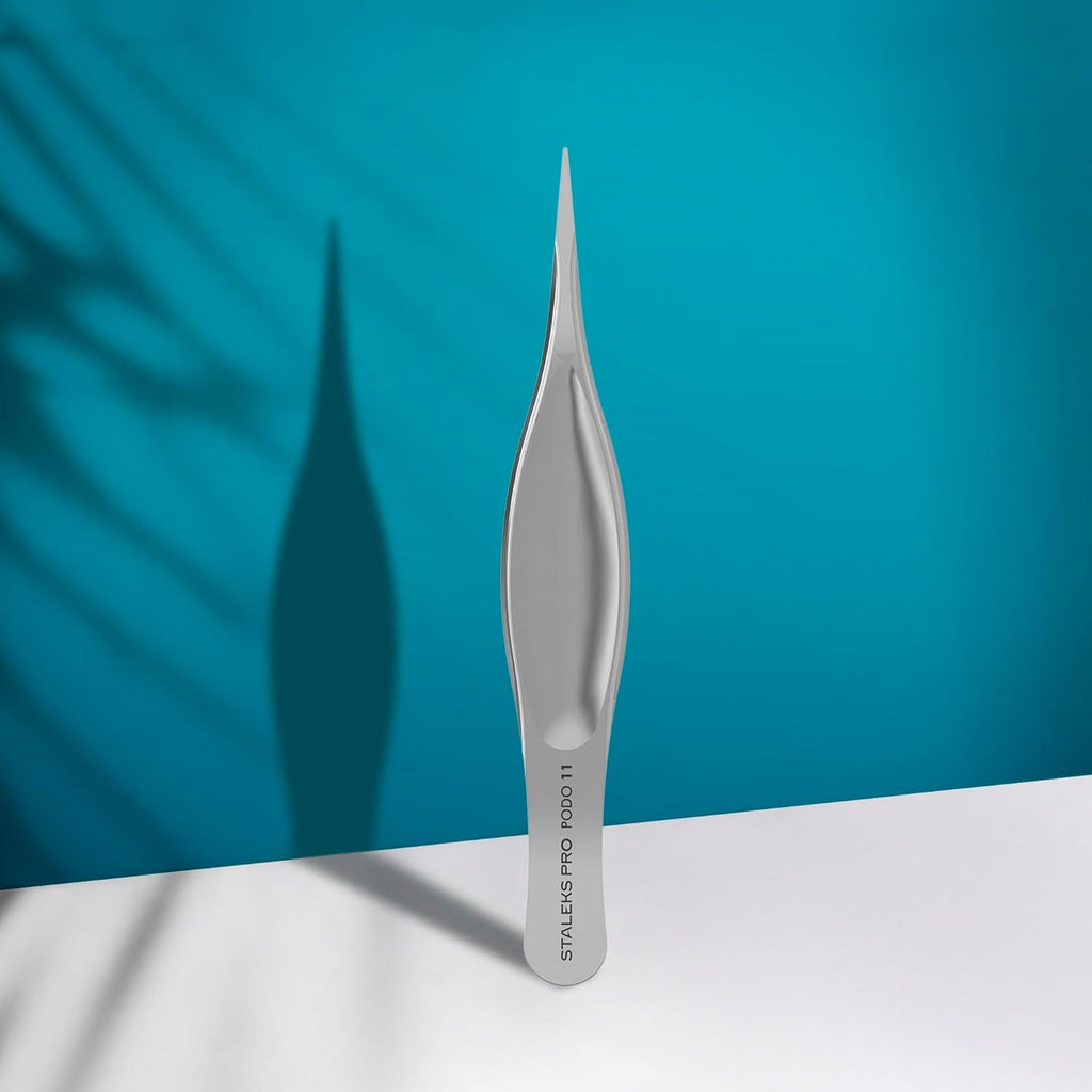 Staleks PRO Podo 11 Splinter Tweezers – Professional Podiatry Tweezers for Ingrown Nails, Callus, and Splinter Removal, Stainless Steel AISI 420, Hand-Sharpened, Rust-Resistant