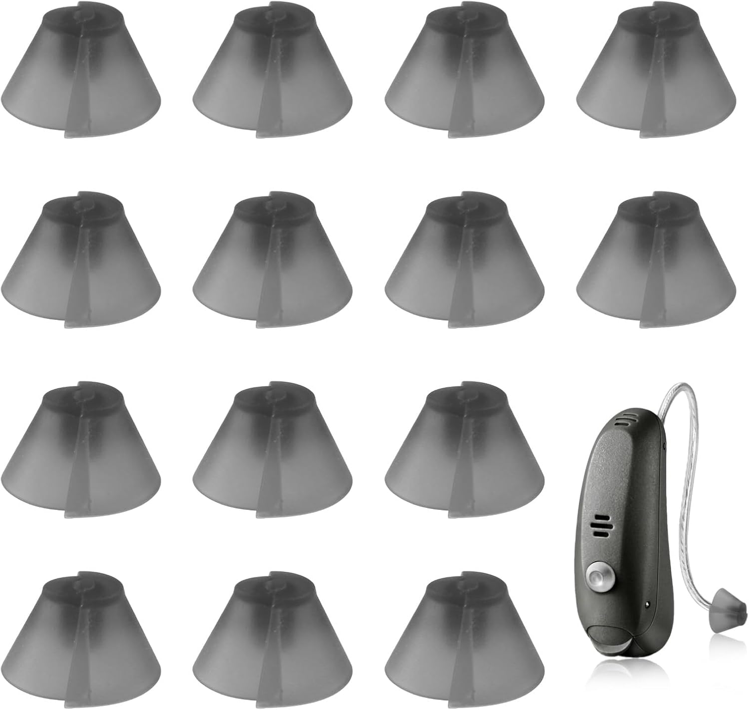 14 Pack Tulip Hearing Aid Domes Universal Replacement, Fit Standard Receiver BTE RIC, Comfortable and Soft for Open Air