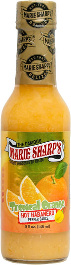 Marie Sharp’s Tropical Orange Habanero Pepper Sauce, 5 oz – Citrusy Belizean Hot Sauce with Fresh Orange & Habanero – All-Natural, Gluten-Free