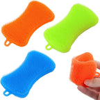3-Piece Silicone Cleaning Set, Multi-Purpose Kitchen Scrubbers, Efficient Dish Washing Tools