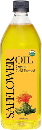 Daana Safflower Oil: Certified USDA Organic, Extra Virgin, Cold Pressed, High Oleic (34 Fl oz)