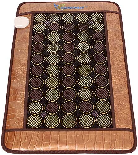 Henri- Far Infrared 4 Amethyst, 25 Jade, 26 Tourmaline Bead Heat Stone Mat (32" L x 20" W) - Adjustable Temperature - Heating Pad